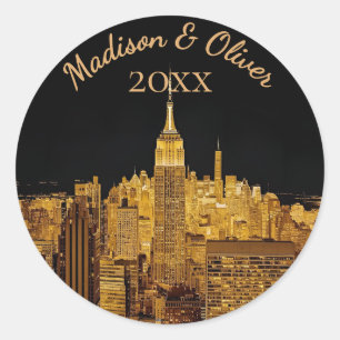 Sticker Rond Ciel étoilé doré personnalisé pour mariage