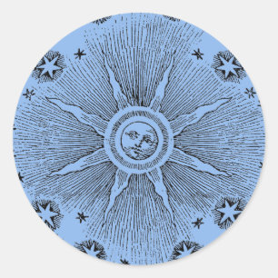 Sticker Rond Ciel Nocturne Antique Étoiles Solaires Zodiaque Mé