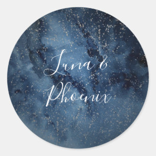 Sticker Rond Ciel nocturne céleste   Sceaux d'enveloppe d'argen