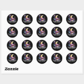 Sticker Rond Ciel nocturne chic croissant de lune étoiles (Feuille)
