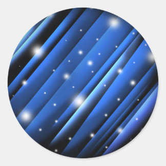 Sticker Rond Ciel nocturne - Motif Abstrait à rayures bleues