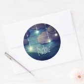 Sticker Rond Ciel nocturne rêve étoile suspendu brillant bleu r (Enveloppe)