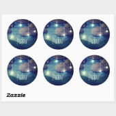 Sticker Rond Ciel nocturne rêve étoile suspendu brillant bleu r (Feuille)