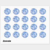 Sticker Rond Ciel Nuageux Cœur Mignon Mariage Moderne Bleu Pers (Feuille)