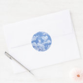 Sticker Rond Ciel Nuageux Cœur Mignon Mariage Moderne Bleu Pers (Enveloppe)