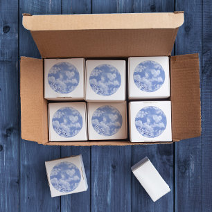Sticker Rond Ciel Nuageux Cœur Mignon Mariage Moderne Bleu Pers