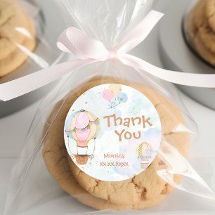 Sticker Rond Ciel nuageux montgolfière anniversaire de enfant