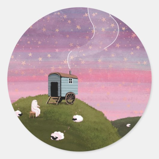 Sticker Rond Ciel rouge (Devant)