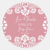 Sticker Rond Cielito lindo baby shower mexicain rose pâle (Devant)