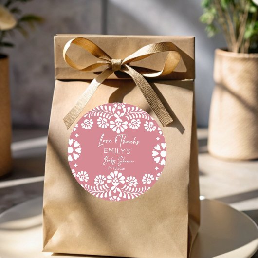 Sticker Rond Cielito lindo baby shower mexicain rose pâle