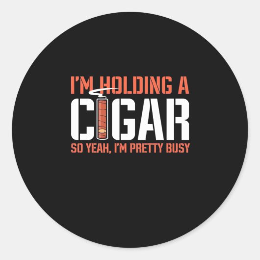 Sticker Rond Cigar Lover | Je Détiens Un Cigar (Devant)
