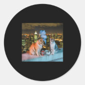 Sticker Rond Cigarette Kitten Drôle Fumer Mème Chat Stud Cervea (Devant)