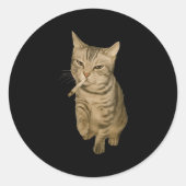 Sticker Rond Cigarette Kitten Drôle Fumer Mème Chat Stud Cervea (Devant)