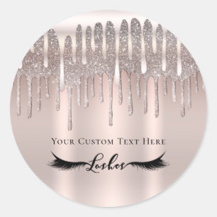 Sticker Rond Cils à paillettes diamantées rose or métallisé giv
