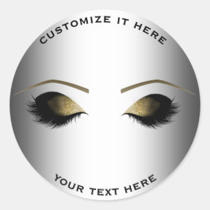 Sticker Rond Cils de Maquillage Dorés Glamour Argent Personnali