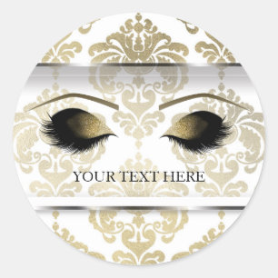 Sticker Rond Cils Doré Damassé Glamour Vintage Maquillage Moder