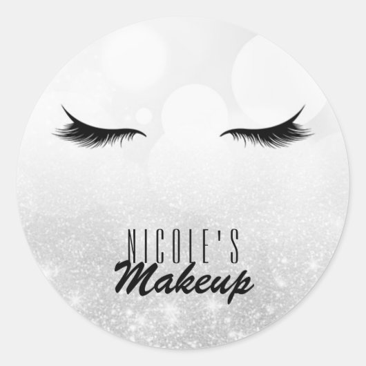 Sticker Rond Cils Extensions de cils Argent Beauté Sur mesure (Devant)