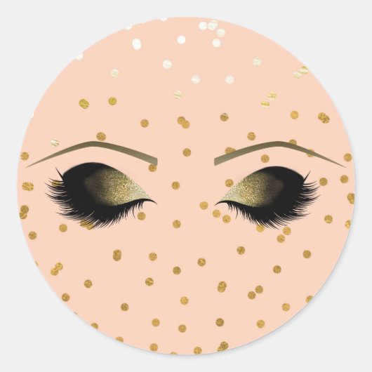 Sticker Rond Cils Makeup Pêche & Or Soirée Beauté (Devant)