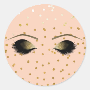 Sticker Rond Cils Makeup Pêche & Or Soirée Beauté
