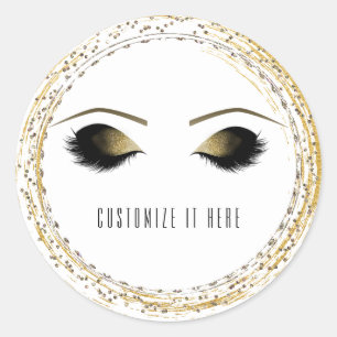 Sticker Rond Cils Personnalisés Maquillage Glam Argent Or