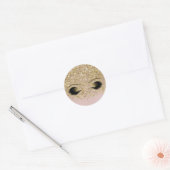 Sticker Rond Cils postiches dorés modernes avec strass rose et (Enveloppe)