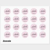 Sticker Rond Cils Script Rose Pâle Merci Entreprise (Feuille)