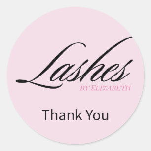 Sticker Rond Cils Script Rose Pâle Merci Entreprise