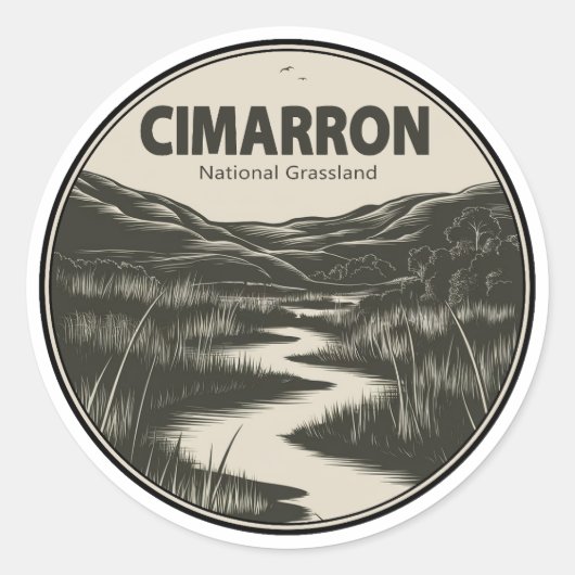 Sticker Rond Cimarron National Grassland Kansas Stream (Devant)