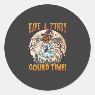 Sticker Rond Cimetière de citrouille fantôme, avoir un moment d