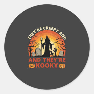 Sticker Rond Cimetière de sorcières d'Halloween Creepy Kooky Pu