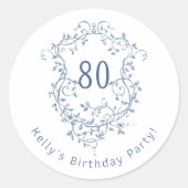 Sticker Rond Cimetière Floral bleu français classique 80e anniv (Devant)