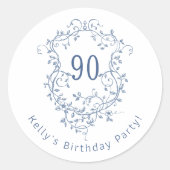 Sticker Rond Cimetière Floral bleu français classique 90e anniv (Devant)