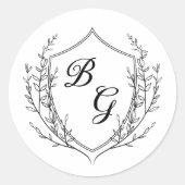 Sticker Rond Cimetière mariage monogramme classique noir et bla (Devant)