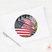 Sticker Rond Cimetière militaire historique avec drapeaux améri (Enveloppe)