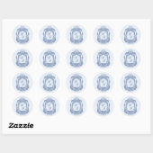 Sticker Rond Cimier baroque Paraphe bleu Mariage (Feuille)