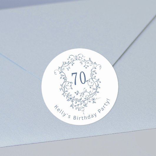 Sticker Rond Cimier bleu bleu bleu classique 70e anniversaire
