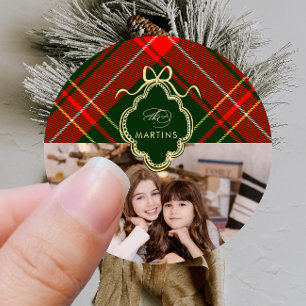 Sticker Rond Cimier classique Noël Plaid Photo de vacances