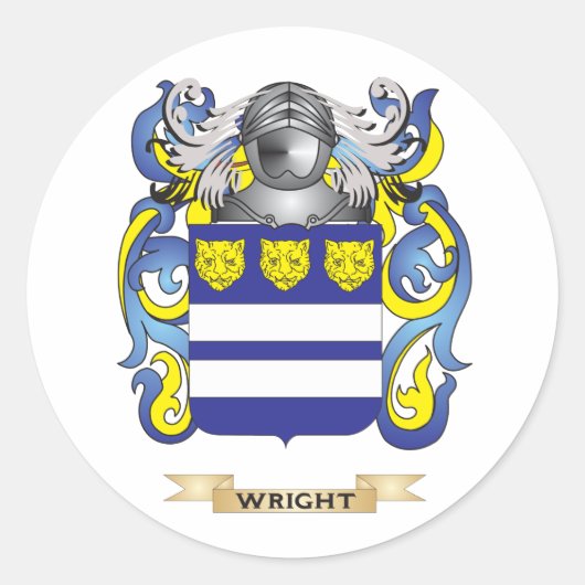 Sticker Rond Cimier de la famille Wright (armoiries) (Devant)