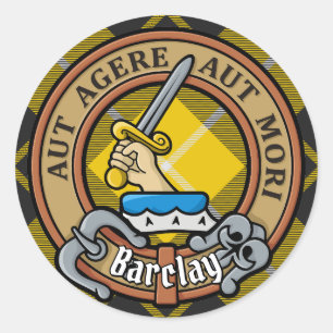 Sticker Rond Cimier du clan Barclay sur tartan de robe