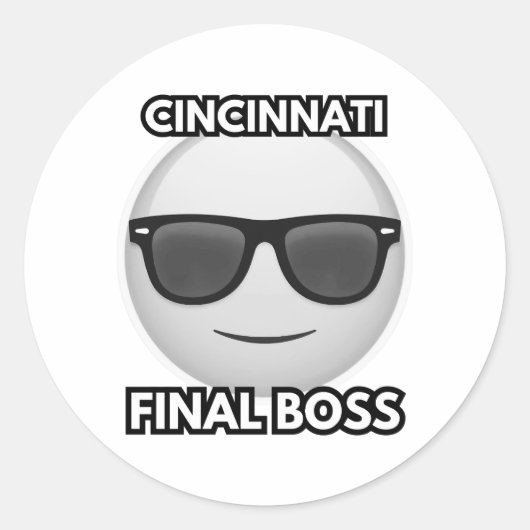 Sticker Rond Cincinnati Final Boss Cool Emoji (Devant)
