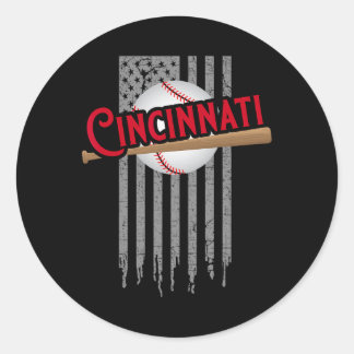 Sticker Rond Cincinnati Oh États-Unis Drapeau La Reine Chip Cit