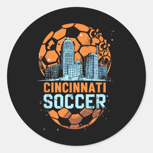 Sticker Rond Cincinnati Soccer City Skyline Cool Cincy 513 (Devant)