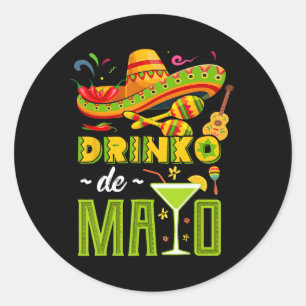 Sticker Rond Cinco De Drinko Fiesta Mexicaine Cinco De Mayo