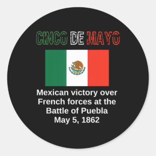 Sticker Rond Cinco De Mayo Byttle De Puebla Mai 5 Cinco Mexicai