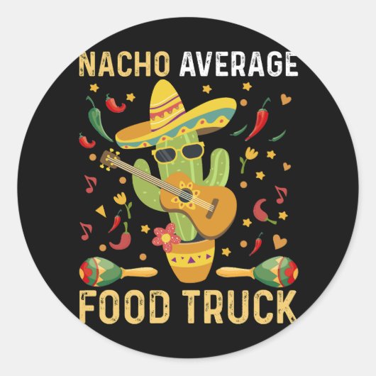 Sticker Rond Cinco De Mayo Chef Nacho Moyenne Nourriture Camion (Devant)