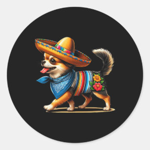 Sticker Rond Cinco De Mayo Chien Funny Chihuahua Cool Mexicain