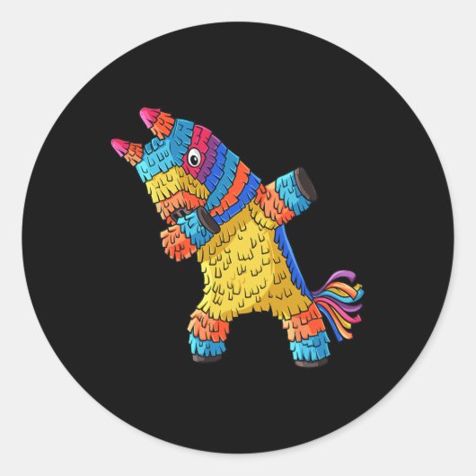 Sticker Rond Cinco de Mayo Dabbing Donkey Pinata Fun Mexican Da (Devant)