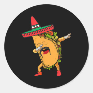 Sticker Rond Cinco De Mayo Dabbing Taco Mexicain Sombrero Casqu