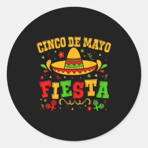 Sticker Rond Cinco De Mayo Faisons la Fête Équipe Drôle de Mexi