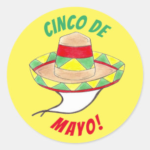 Sticker Rond Cinco de Mayo Fête mexicaine de Sombrero Parti Cas